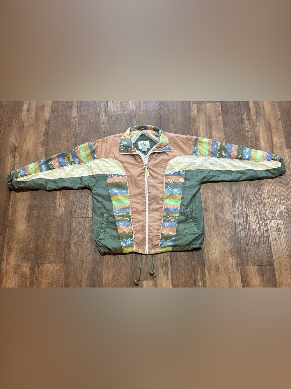 Retro East West Colorblock Windbreaker with colorful pastel abstract patterns🔶💠